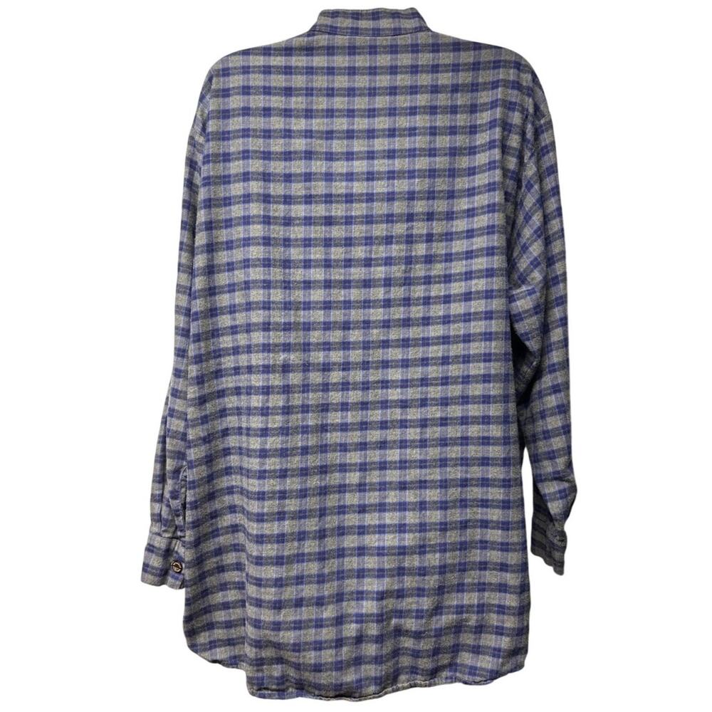 Vermont Flannel Co. Size Medium Henley Pajama Top Purple Gray Plaid Shirt Unisex - Picture 3 of 5
